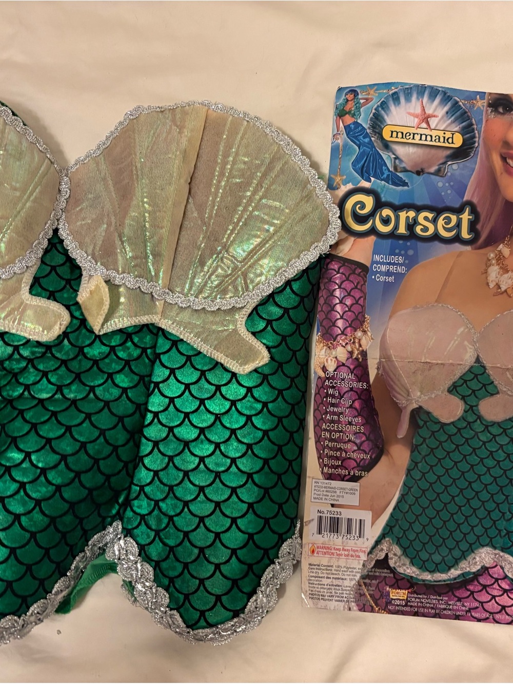 Mermaid Green & Iridescent Shell Corset Costume top
